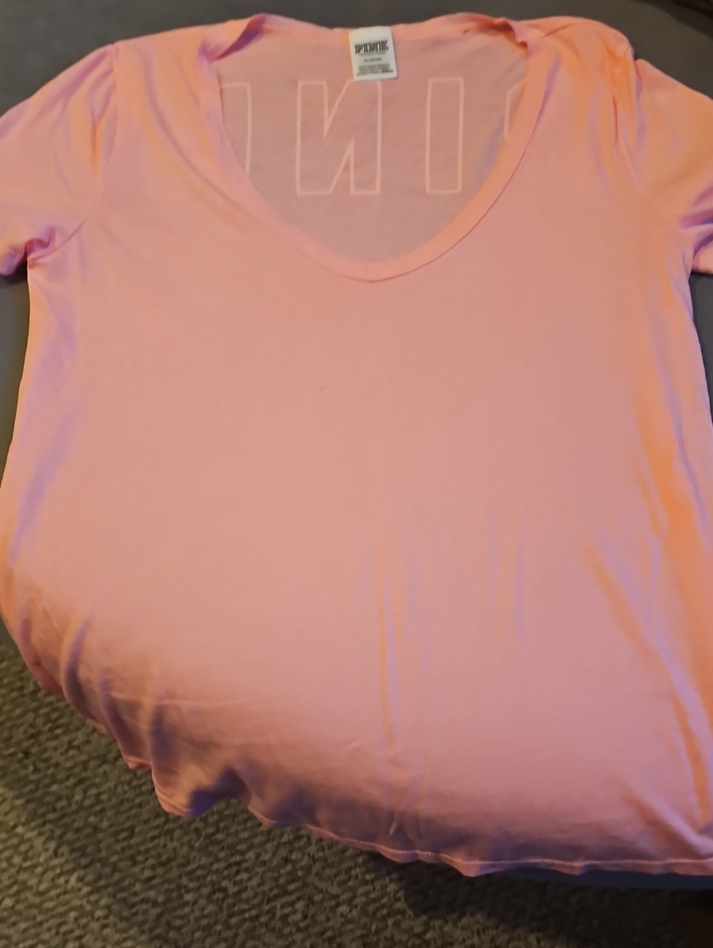 NWOT PINK Victoria's Secret Light Coral V-Neck Short Sleeve Tee